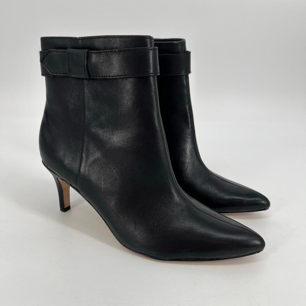 Banana Republic Factory 70mm Heel Dress Bootie Womens 9 Black Leather Belted